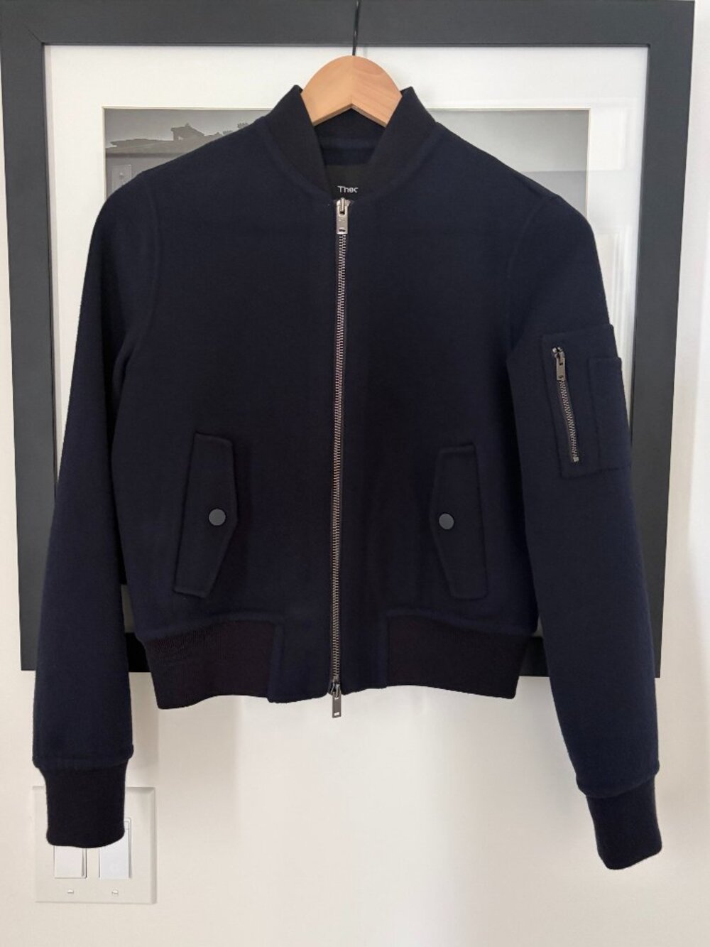 Theory Wool Bomber Jacket Navy Size 0
